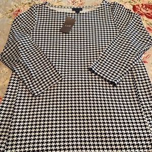 NWT J.Jill Houndstooth Top, Rayon, Size XS